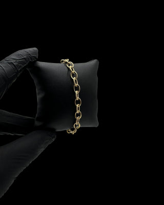 Bracelet maille forçat sablé et lisse 6mm 19.5cm Bijoux or 18K - TRANSAC'OR