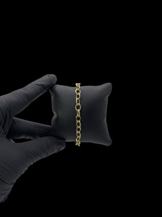 Bracelet maille forçat sablé et lisse 6mm 19.5cm Bijoux or 18K - TRANSAC'OR