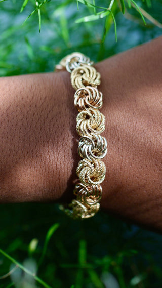 Bracelet maille macaron 3 ors 12mm 19cm Bijoux or 18K - TRANSAC'OR