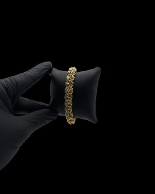 Bracelet maille macaron sablé et lisse 10mm 20cm Bijoux or 18K - TRANSAC'OR