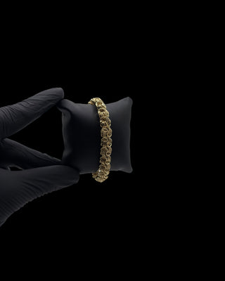 Bracelet maille macaron sablé et lisse 10mm 20cm Bijoux or 18K - TRANSAC'OR