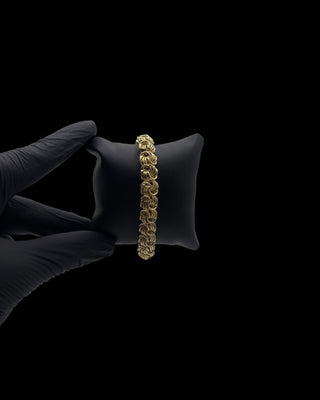 Bracelet maille macaron sablé et lisse 10mm 20cm Bijoux or 18K - TRANSAC'OR