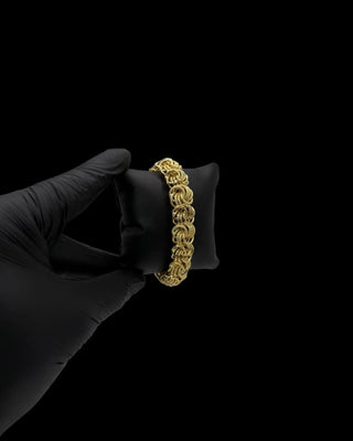 Bracelet maille macaron sablé et lisse 15mm 21cm Bijoux or 18K - TRANSAC'OR