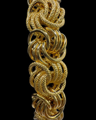 Bracelet maille macaron sablé et lisse 15mm 21cm Bijoux or 18K - TRANSAC'OR