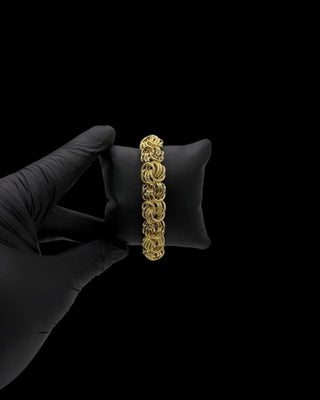 Bracelet maille macaron sablé et lisse 15mm 21cm Bijoux or 18K - TRANSAC'OR