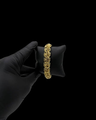 Bracelet maille macaron sablé et lisse 15mm 21cm Bijoux or 18K - TRANSAC'OR