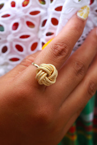 Bague gros nœuds sablé 18mm Bijoux or 18K - TRANSAC'OR