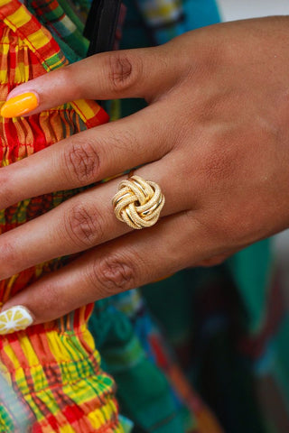 Bague gros nœuds sablé 18mm Bijoux or 18K - TRANSAC'OR