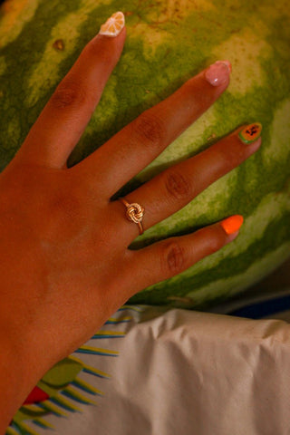 Bague nœuds 8mm sablé lisse Bijoux or 18K - TRANSAC'OR