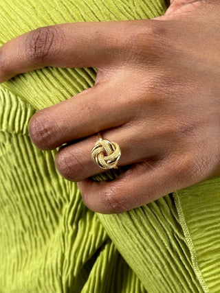 Bague nœuds sablé et lisse 12mm Bijoux or 18K - TRANSAC'OR