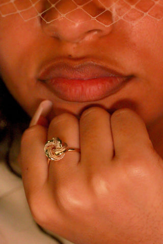 Bague nœuds sablé et lisse 12mm Bijoux or 18K - TRANSAC'OR