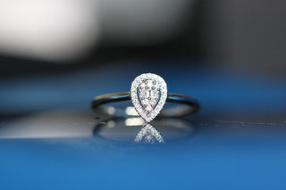 Bague poire diamants naturel 0.15 carats en or blanc 18k Bijoux or 18K - TRANSAC'OR