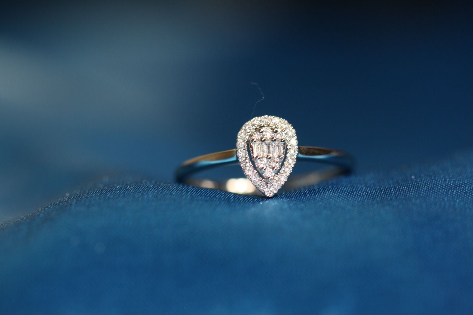 Bague poire diamants naturel carats en or blanc 18k TRANSAC'OR