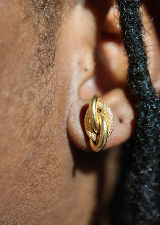Boucles d'oreilles forçat sablé et lisse 10mm Bijoux or 18K - TRANSAC'OR
