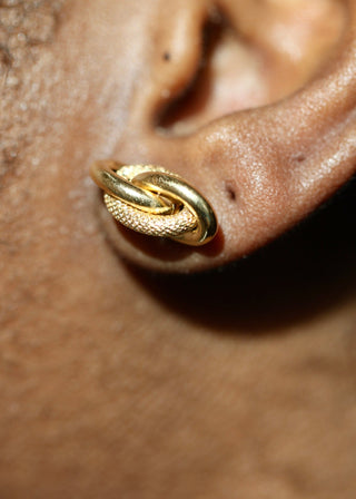 Boucles d'oreilles forçat sablé et lisse 10mm Bijoux or 18K - TRANSAC'OR