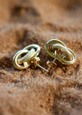 Boucles d'oreilles forçat sablé et lisse 10mm Bijoux or 18K - TRANSAC'OR