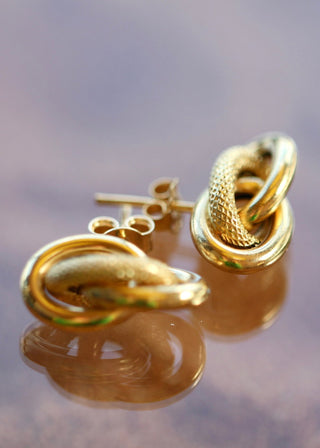 Boucles d'oreilles forçat sablé et lisse 10mm Bijoux or 18K - TRANSAC'OR