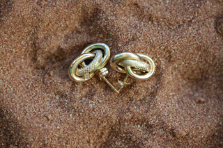 Boucles d'oreilles forçat sablé et lisse 7mm Bijoux or 18K - TRANSAC'OR