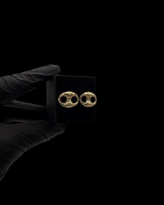 Boucles d’oreilles graine de café nuggets 16mm Bijoux or 18K - TRANSAC'OR
