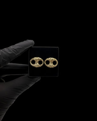 Boucles d’oreilles graine de café nuggets 16mm Bijoux or 18K - TRANSAC'OR