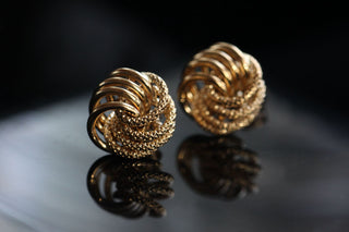 Boucles d'oreilles macaron sablé & lisse 14mm Bijoux or 18K - TRANSAC'OR