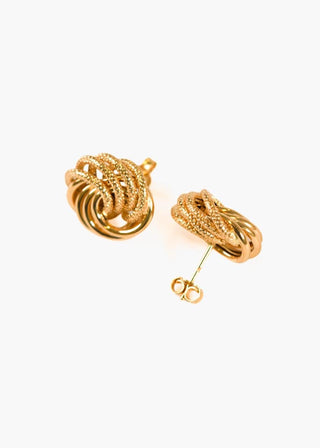 Boucles d'oreilles macaron sablé & lisse 14mm Bijoux or 18K - TRANSAC'OR