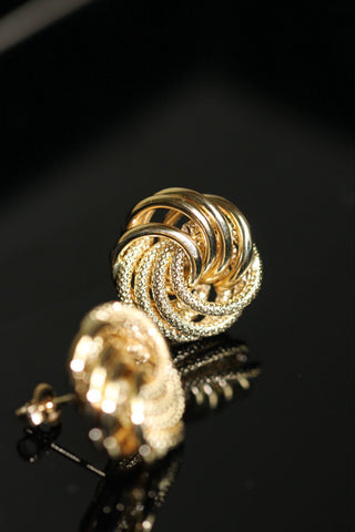 Boucles d'oreilles macaron sablé & lisse 16mm Bijoux or 18K - TRANSAC'OR