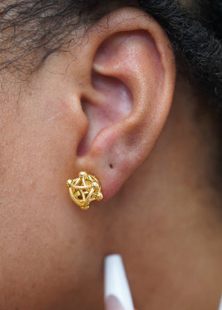 Boucles d'oreilles maille cyclone sablé & lisse 10mm Bijoux or 18K - TRANSAC'OR