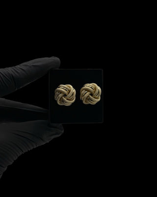 Boucles d’oreilles nœuds sablé 15mm Bijoux or 18K - TRANSAC'OR