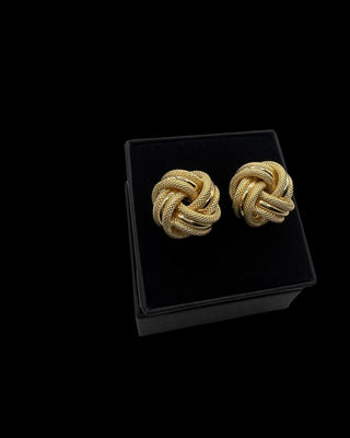 Boucles d’oreilles nœuds sablé 15mm Bijoux or 18K - TRANSAC'OR