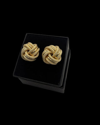 Boucles d’oreilles nœuds sablé 15mm Bijoux or 18K - TRANSAC'OR