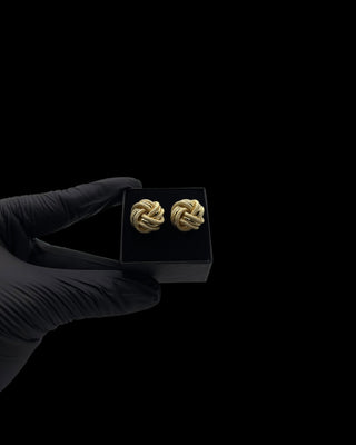 Boucles d’oreilles nœuds sablé 15mm Bijoux or 18K - TRANSAC'OR