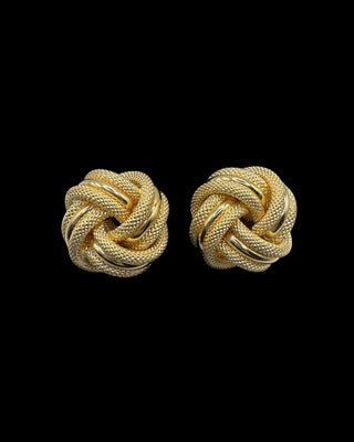 Boucles d’oreilles nœuds sablé 15mm Bijoux or 18K - TRANSAC'OR