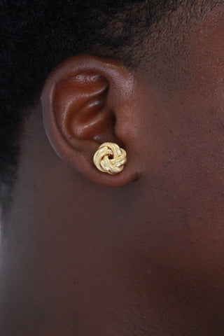 Boucles d’oreilles nœuds sablé et lisse 12mm Bijoux or 18K - TRANSAC'OR