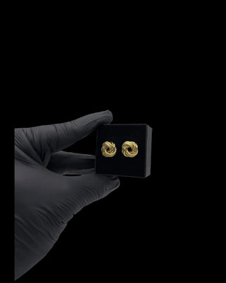 Boucles d’oreilles nœuds sablé et lisse 14mm Bijoux or 18K - TRANSAC'OR