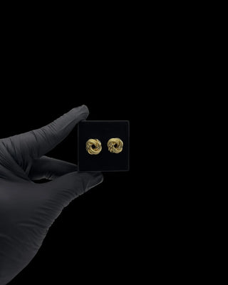 Boucles d’oreilles nœuds sablé et lisse 14mm Bijoux or 18K - TRANSAC'OR