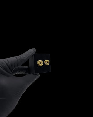 Boucles d’oreilles nœuds sablé et lisse 14mm Bijoux or 18K - TRANSAC'OR