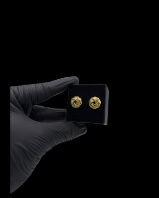 Boucles d’oreilles nœuds ultra sablé et lisse 14mm Bijoux or 18K - TRANSAC'OR