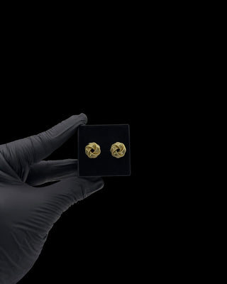 Boucles d’oreilles nœuds ultra sablé et lisse 14mm Bijoux or 18K - TRANSAC'OR