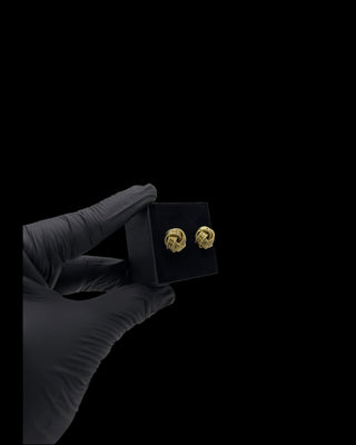 Boucles d’oreilles nœuds ultra sablé et lisse 14mm Bijoux or 18K - TRANSAC'OR