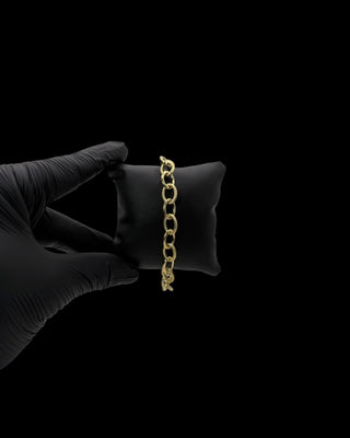 Bracelet forçat sablé et lisse 9mm 21cm Bijoux or 18K - TRANSAC'OR