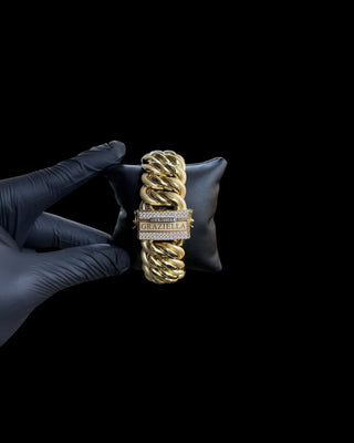 Bracelet maille américaine GRAZIELLA 26mm 23cm Bijoux or 18K - TRANSAC'OR
