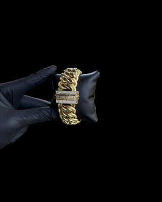 Bracelet maille américaine GRAZIELLA 26mm 23cm Bijoux or 18K - TRANSAC'OR