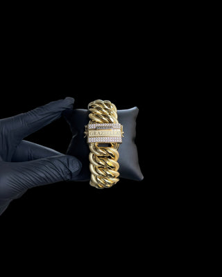 Bracelet maille américaine GRAZIELLA 26mm 23cm Bijoux or 18K - TRANSAC'OR