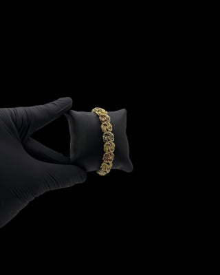 Bracelet maille macaron 3 ors 12mm 19cm Bijoux or 18K - TRANSAC'OR