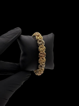 Bracelet maille macaron 3 ors 12mm 19cm Bijoux or 18K - TRANSAC'OR