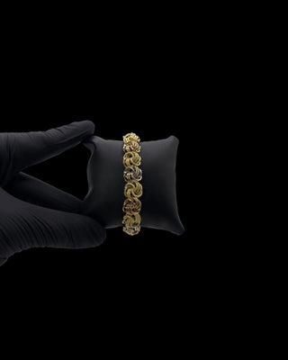 Bracelet maille macaron 3 ors 12mm 19cm Bijoux or 18K - TRANSAC'OR