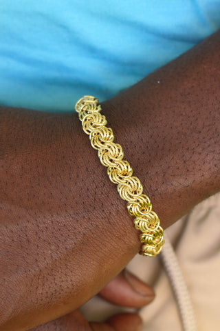 Bracelet maille macaron sablé et lisse 10mm 20cm Bijoux or 18K - TRANSAC'OR
