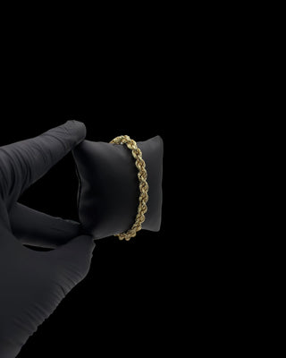 Bracelet maille torsadée sablé lisse 5mm 21cm Bijoux or 18K - TRANSAC'OR