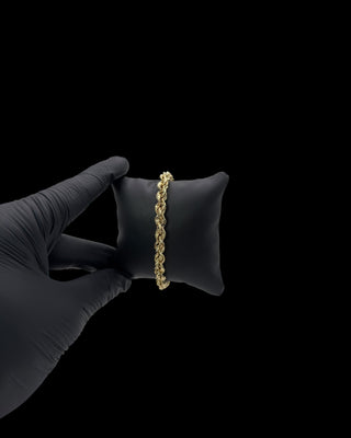 Bracelet maille torsadée sablé lisse 5mm 21cm Bijoux or 18K - TRANSAC'OR